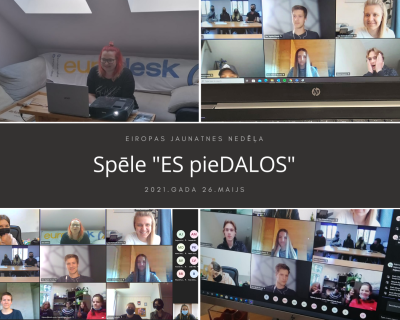 Tiešsaistes spēle "ES pieDALOS" Eiropas Jaunatnes nedēļas ietvaros